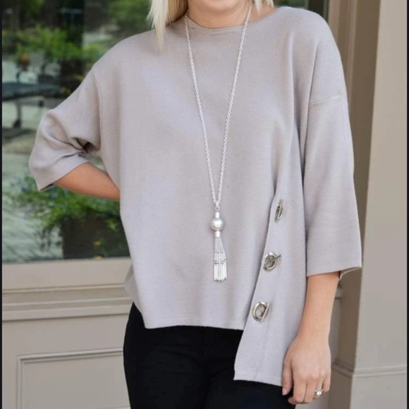 THML Sweaters - THML Asymmetrical Grommet Sweater Nude